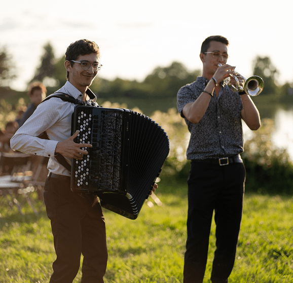 Musicians performing outdoors